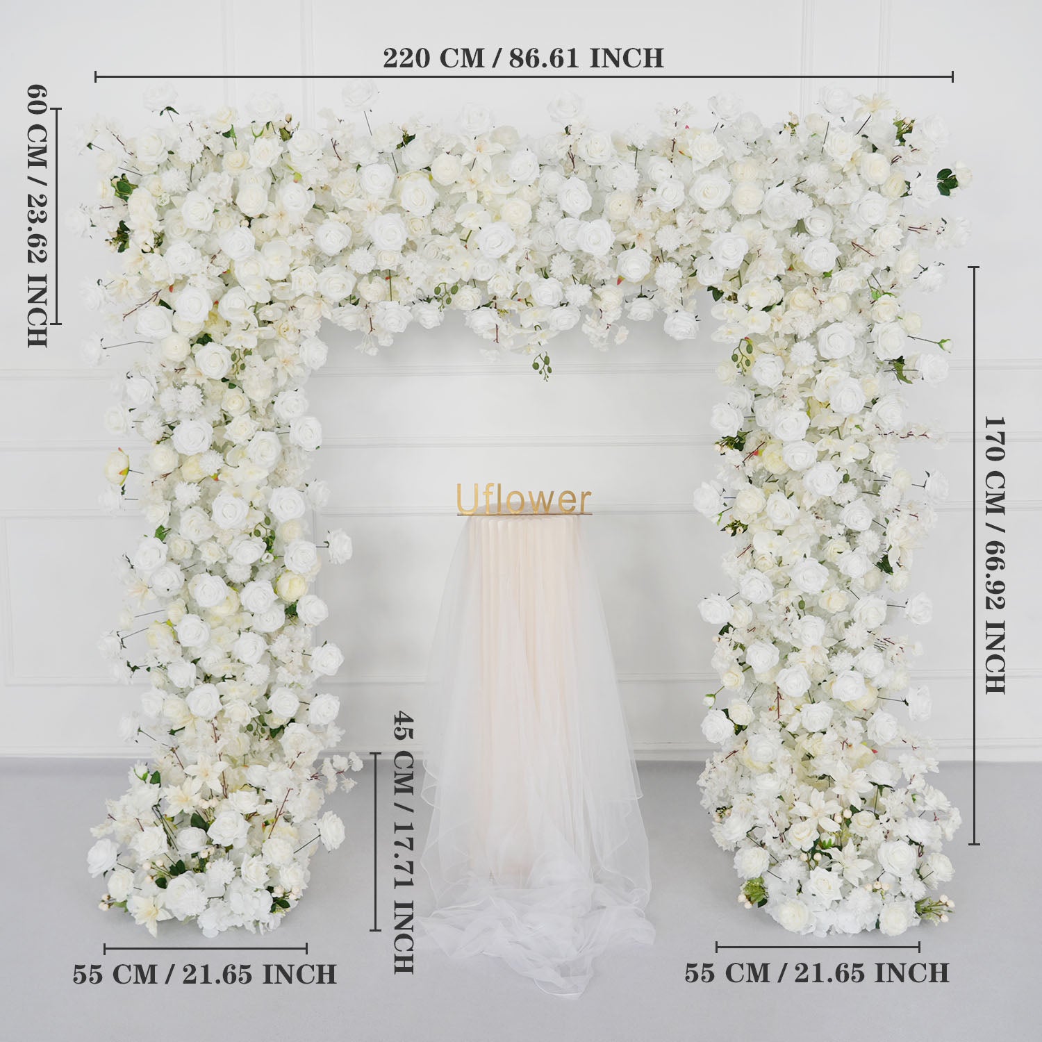 White Rose Flower Row Wedding Background Frame Arch